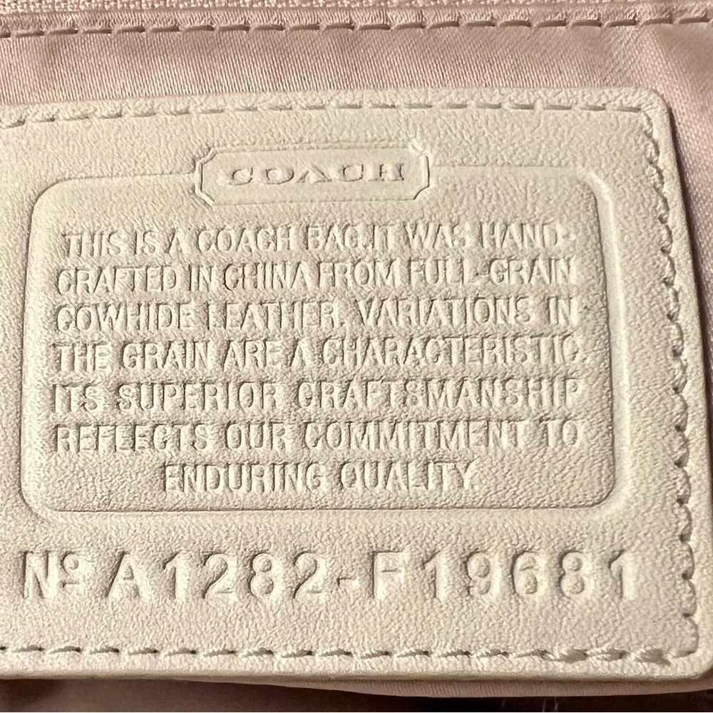 Coach-(2 pc set) Carry All Leather Tote Bag Perforated in Cream - Picture 6 of 8